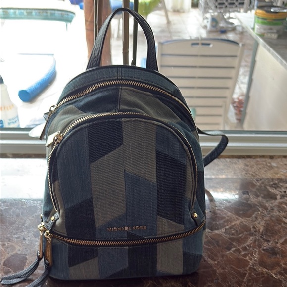 Michael Kors Denim Patchwork Backpack - Picture 2 of 9